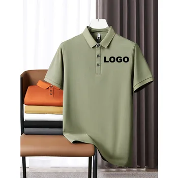 Summer New Ice Cotton Lapel Short Sleeve Men's T-shirt Solid Color Ice Silk Mens Polo Shirts