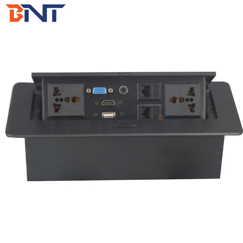 Recessed Office Meeting Table Pop up Desk Power Socket Outlet Zinc Alloy Tabletop Socket With Ce 30cm Wires USB Connector