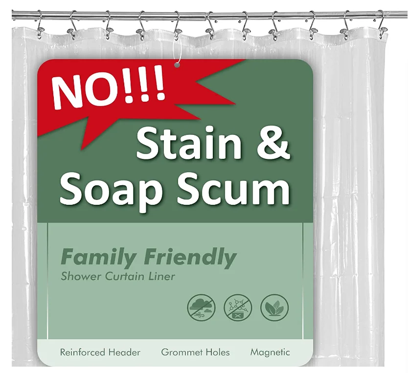 Clear Peva Shower Curtain Liner With 3 And Rustproof Grommets