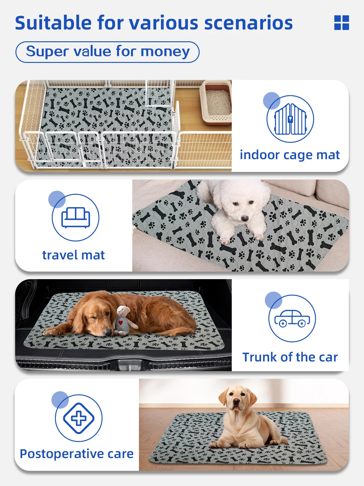 Wholesale Ultra Absorbent Eco-Friendly PVC Dog Pee Pad Reusable Washab - product detail 5