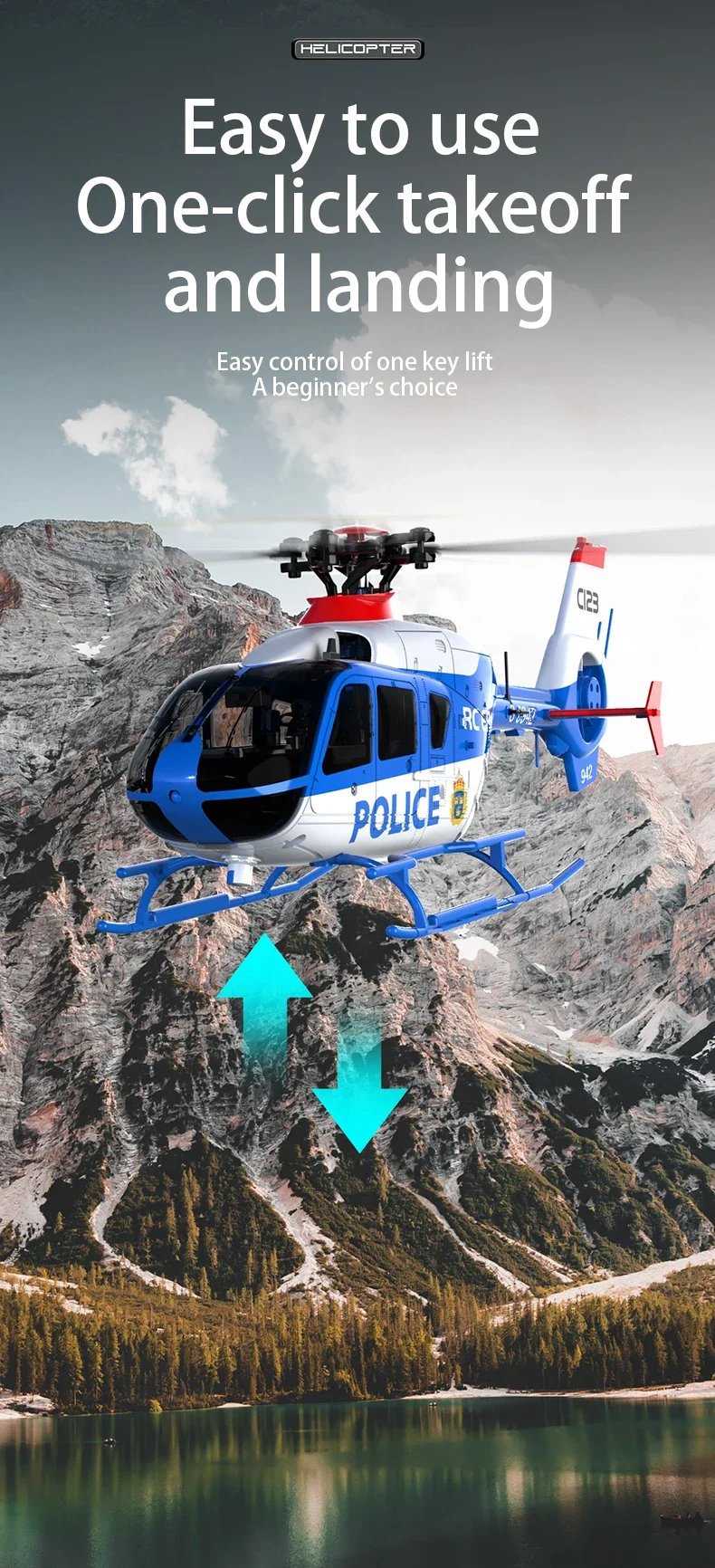 2024 RC ERA C123 RC Helicopter 6CH Double Brushless Direct Drive Single Paddle Aileron Free Model 3D Optical Flow EC135