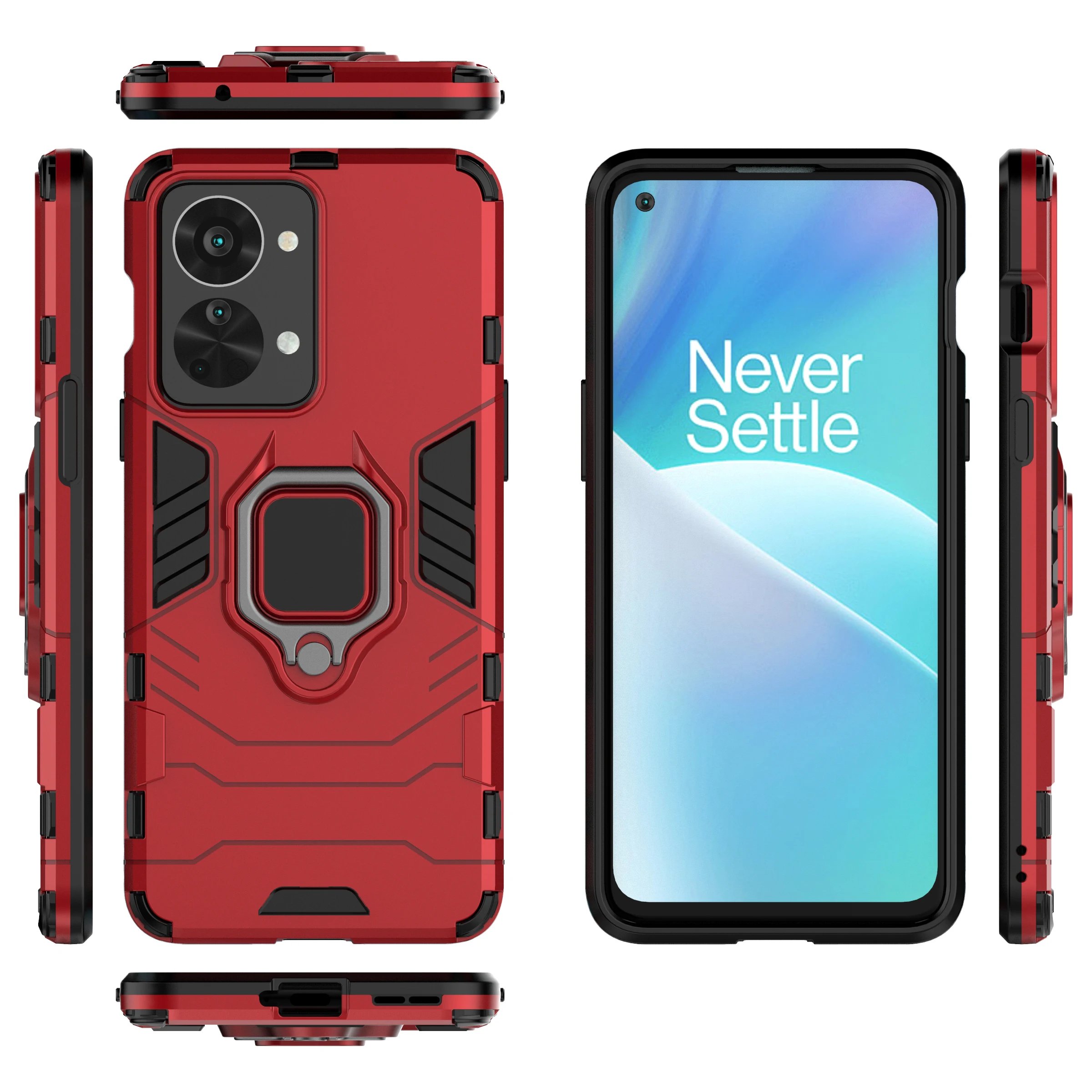For ONEPLUS NORD 2T 5G  Case Shockproof Magnetic Ring Stand Cover