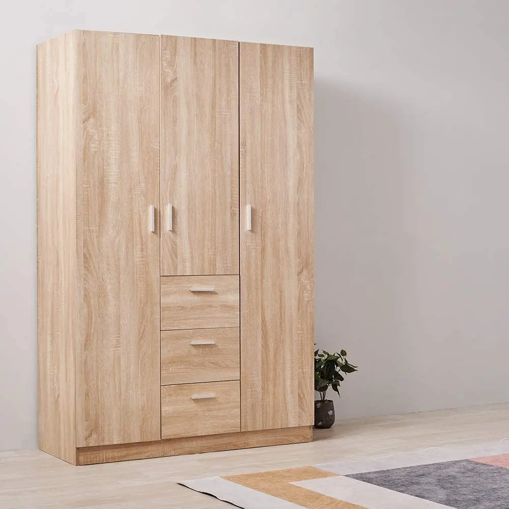 Modern Luxury Design White Wooden Kid Baby Children Closet Bedroom Wardrobes with 3 Door 3 Drawer
