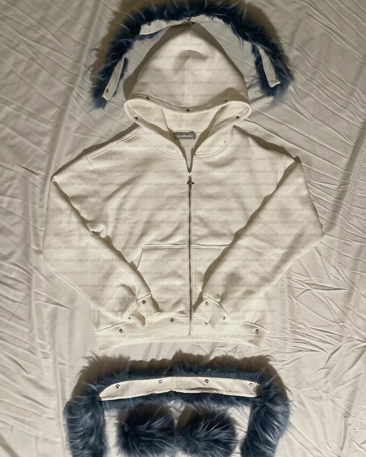 Custom Detachable Faux Fur Hoody Jacket Unisex 450GSM Heavy Cotton Terry Fleece Blank Winter Cropped Zipup Sweatshirt Hoodie Men gallery 8