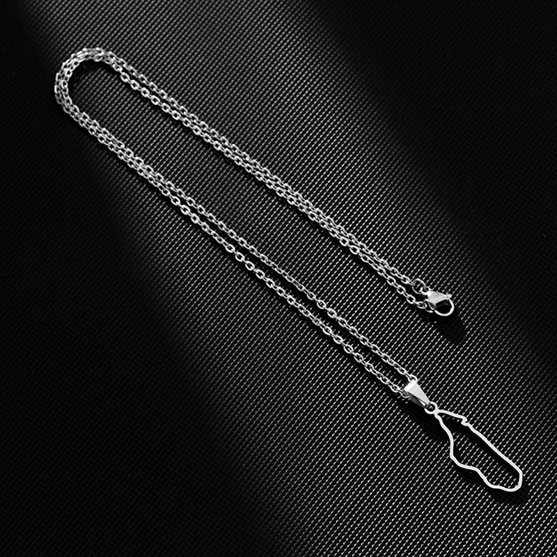 Stainless Steel Geometric Titanium Steel Necklace Men Women's Trendy Gold Plated Blank Madagascar Map Necklace
