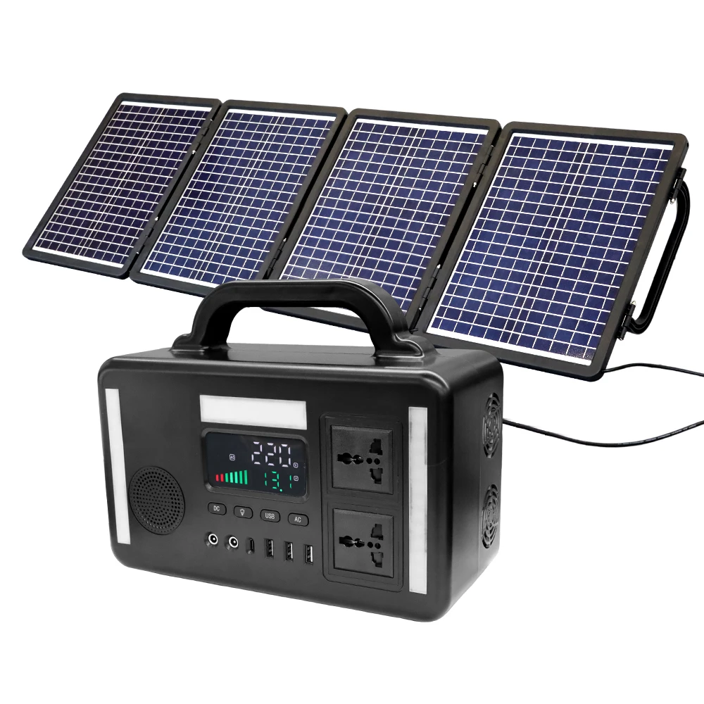 Portable Solar Generator: 110V/220V Pure Sine Wave, Folding Panels, Portable Power Battery