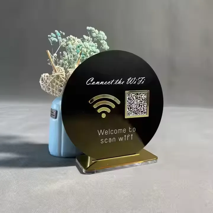Custom Acrylic QR Code Signs, Touch Free Tabletop Acrylic QR Code Sign Board, QR Code Acrylic Display Sign Boards