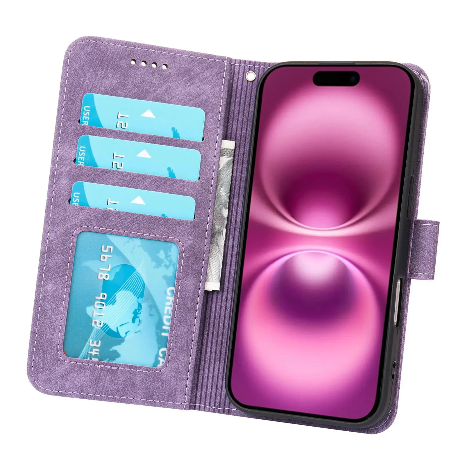 product custom fashion business wallet card holder mobile phone flip cover for iphone 17 16 15 pro stand leather clamshell phone case-3