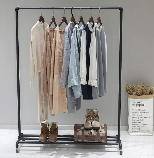 Single Hanger Movable Clothes-Rack Industrial Retro Style