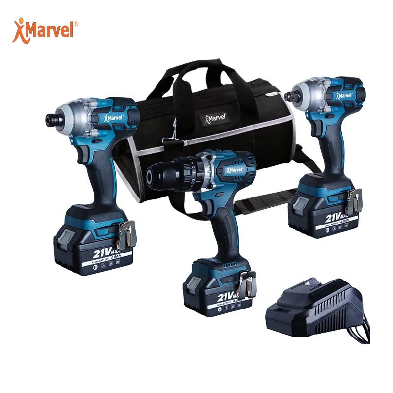 Marvel Tools Hight Quality 3 in 1 Set 18v 21v Brushless Cordless Lithium-lon 15-tool Combo Kit Cordless
