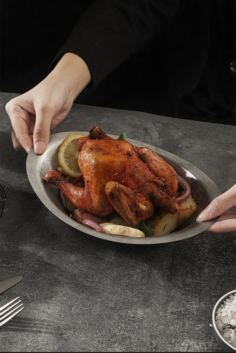 0.8 mm Retro Kitchen Stainless Steel 304 Party Dinner Sushi Plate For Restaurant