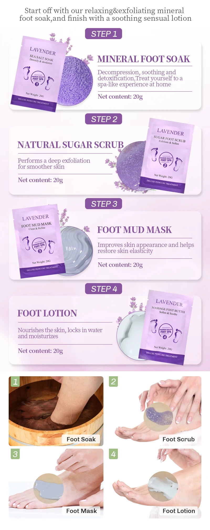 4 in 1 Exfoliating Home Foot Spa Pedicure Set - Individually Wrapped