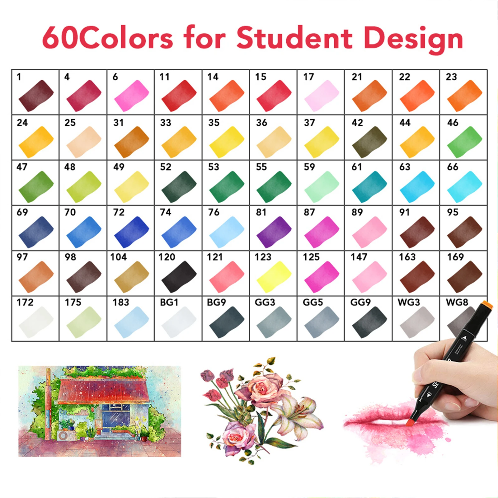 Двойной наконечник, Цветной маркер на спиртовой основе, семицветные фирменные художественные маркеры