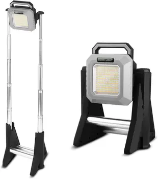 Cordless LED Work Light Telescopic LED Floodlight Camping Light Rechargeable With Adjustable and Rotatable Aluminum Head and Rod