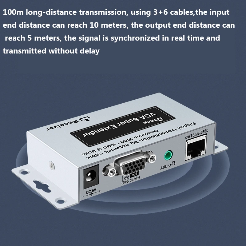 Dtech Vga Extender With Audio Signal Over Rj45 Cat5/6 Utp Network Cable