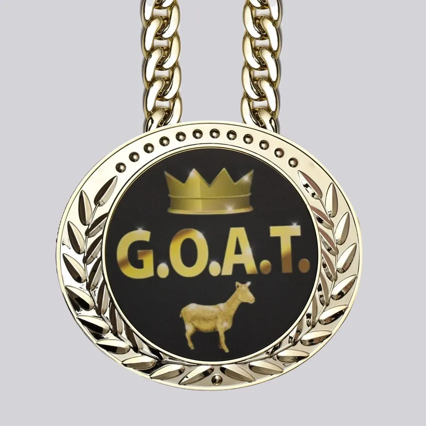 Greatest of All Time Turnover Chain Big Gold Awards Medal Goat Trophy Necklace Champion Chain for Football