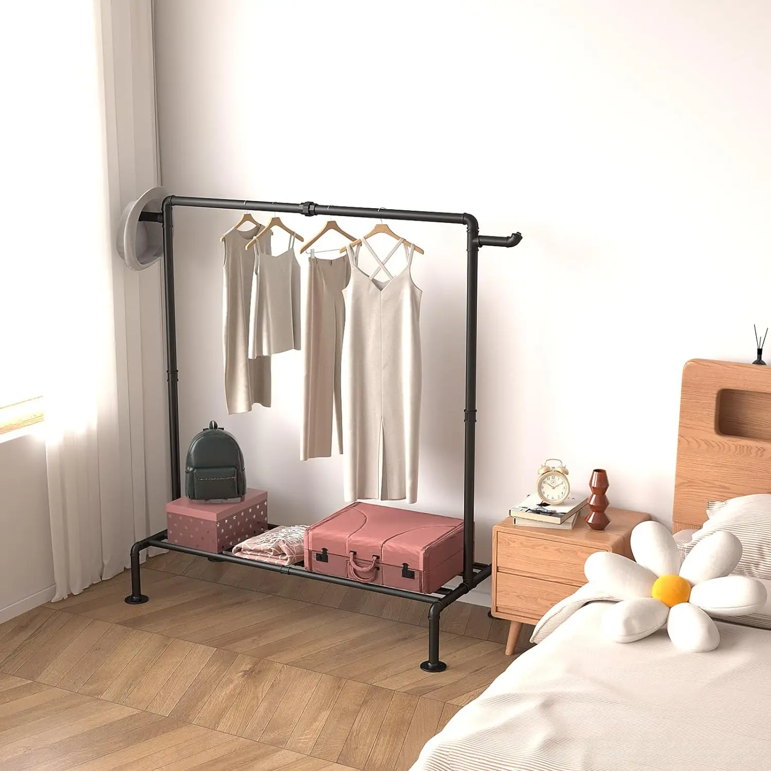 Industrial Pipe Clothing Rack Heavy Duty Clothes Rack 45.6inch Free