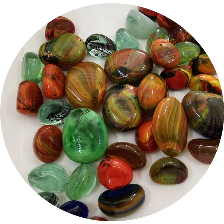 Hot Selling Polished Round Tumbled Colored Pebbles Stone Yuhua Cobbles Stones Glass Beads Decoration Garden Paving Landscaping