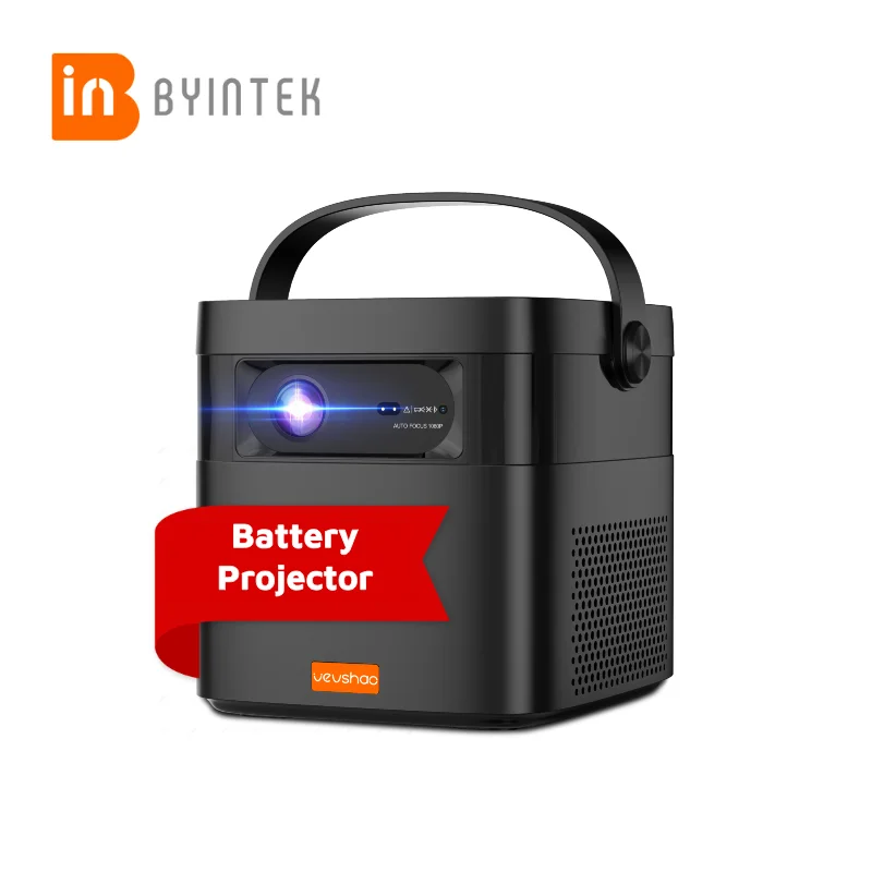 BYINTEK 1-8 Meters Through Distance V50 Portable Mini 4k 1080p Projector Rechargeable Dlp Projector With Battery