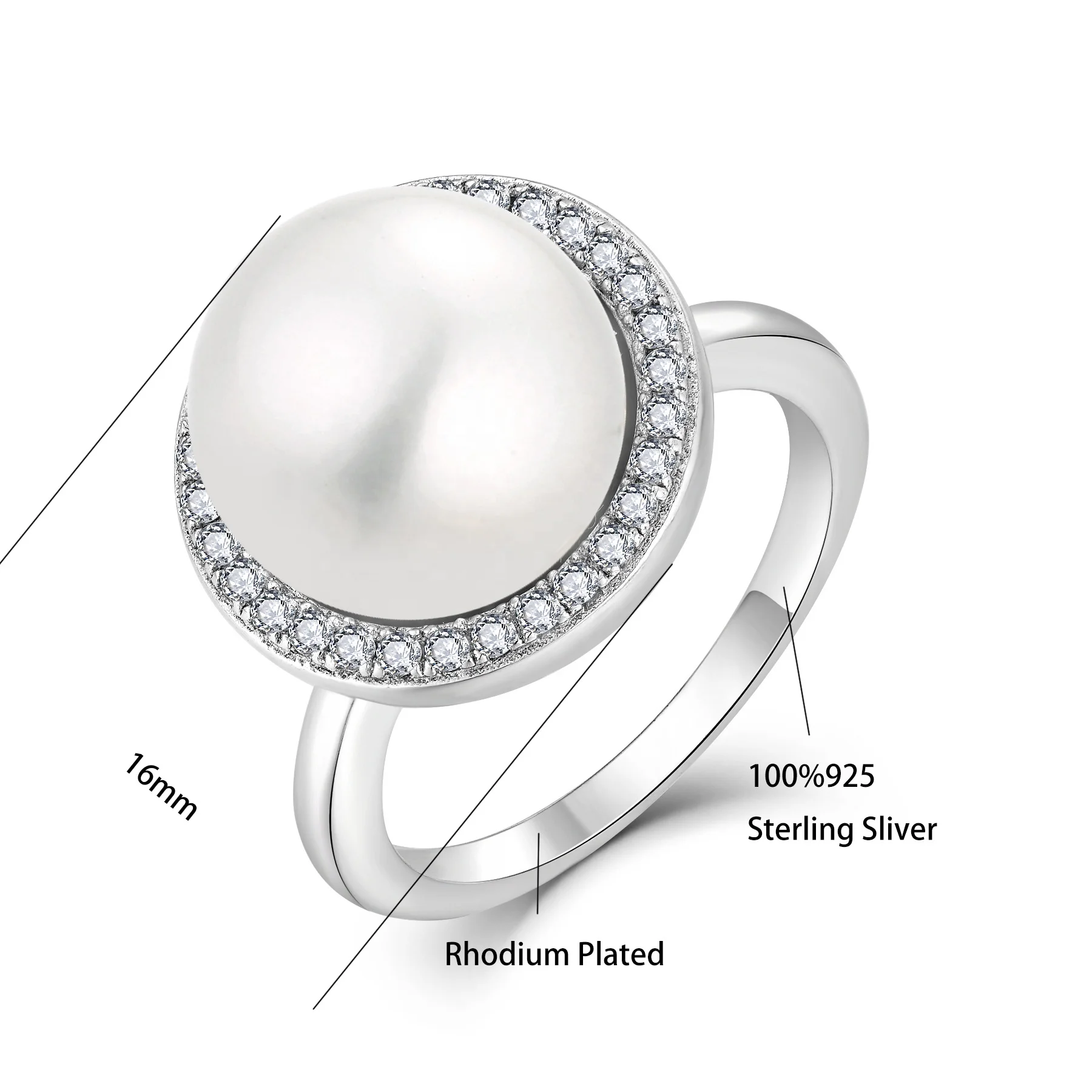 Custom Oem Women Luxury 925 Silver Pearl Earrings Ring Pendant Fine