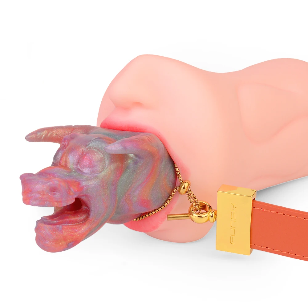 FUNSM Animal Cow Head Shaped Gag Fantasy Mouth Gag Body-safe Silicone Sex  Toys BDSM Bondage Couples Flirting Sex Toys