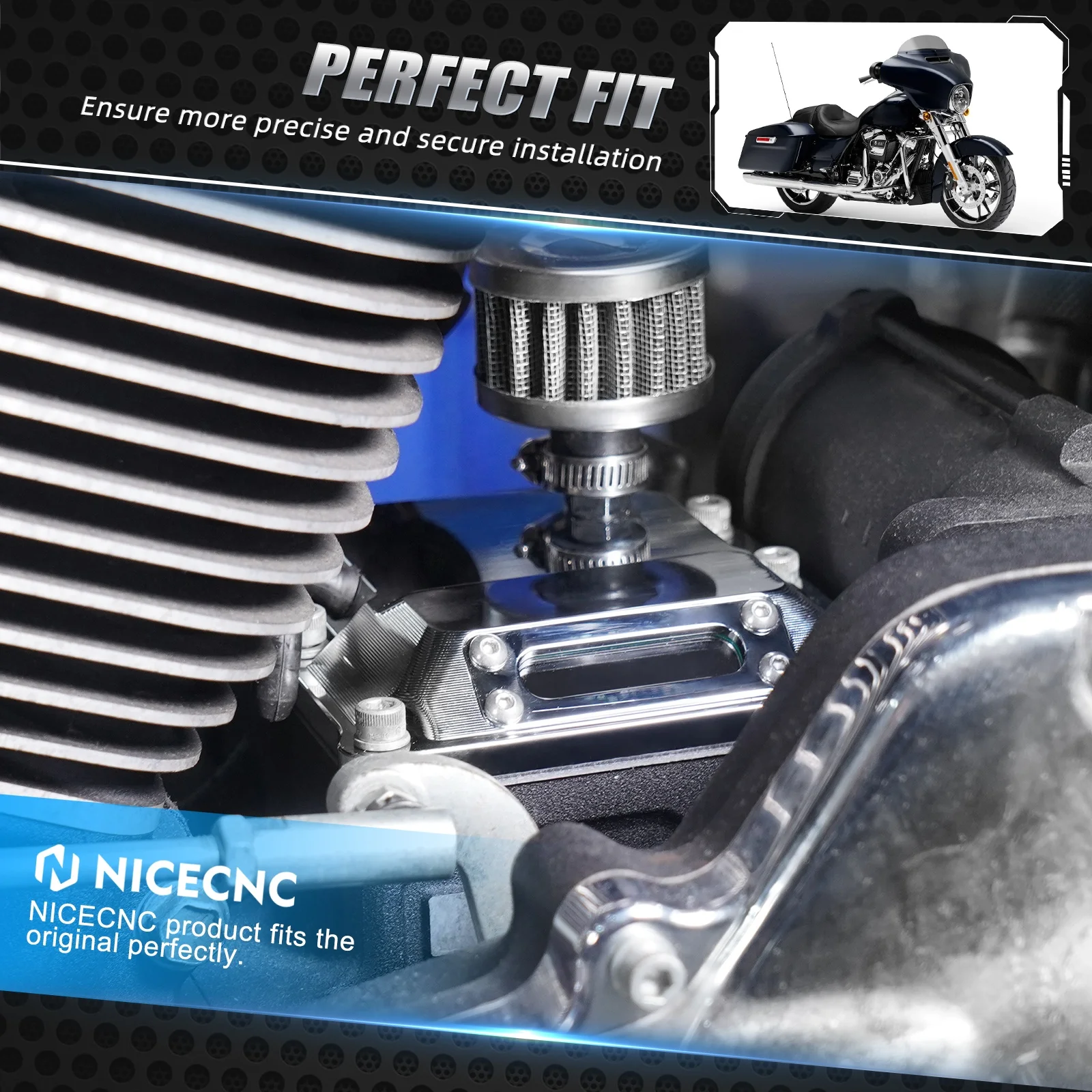 Low Profile Fuel Tank Console Cover For Harley Touring 2023-2025 CVO Street Glide, Road Glide & More – Gloss Black ABS
