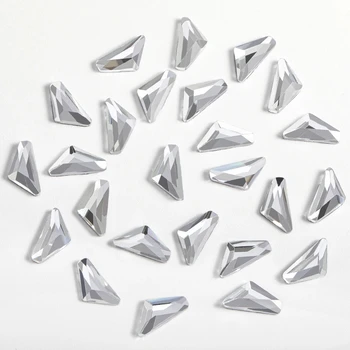 OPL 144pcs Hotfix Triangle Rhinestones, Flat Back Triangle Shaped Rhinestones, Glass Flatback Crystal Shaped Gems, 5X10mm