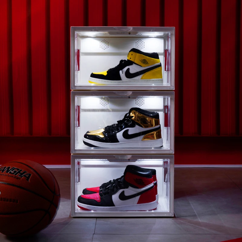 Side Open Plastic Acrylic Led Light Shoes Display Box Voice Control Led  Sneaker Nike Storage Box Display Shoe Rack - Buy Acrylic Led Shoe Box,Led  Shoe Box,Shoe Box Storage Product on 