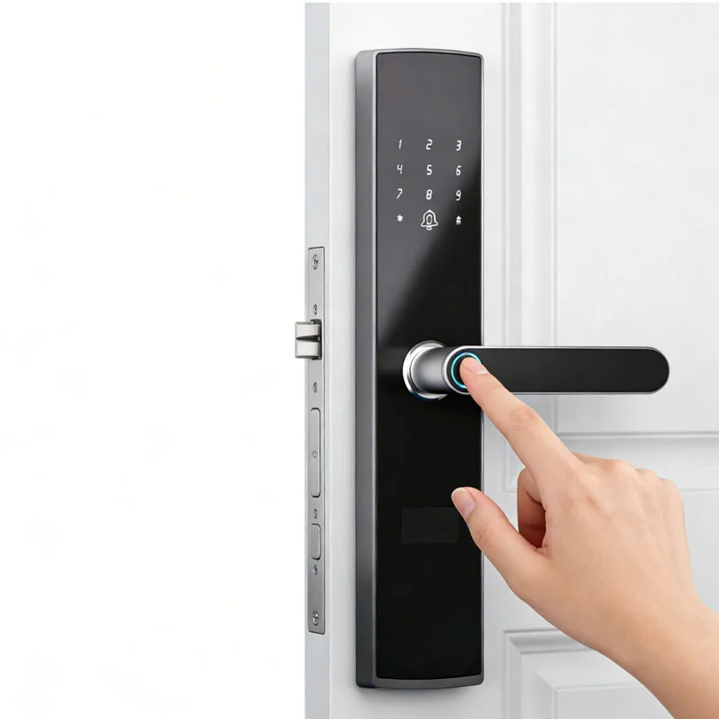 ล็อกประตูอัจฉริยะแบบ WiFi ทำจากอลูมิเนียมอัลลอยด์สากล ราคาโรงงาน ล็อกความปลอดภัยแบบสแกนลายนิ้วมือและรหัสผ่านยี่ห้อ Kaisstar