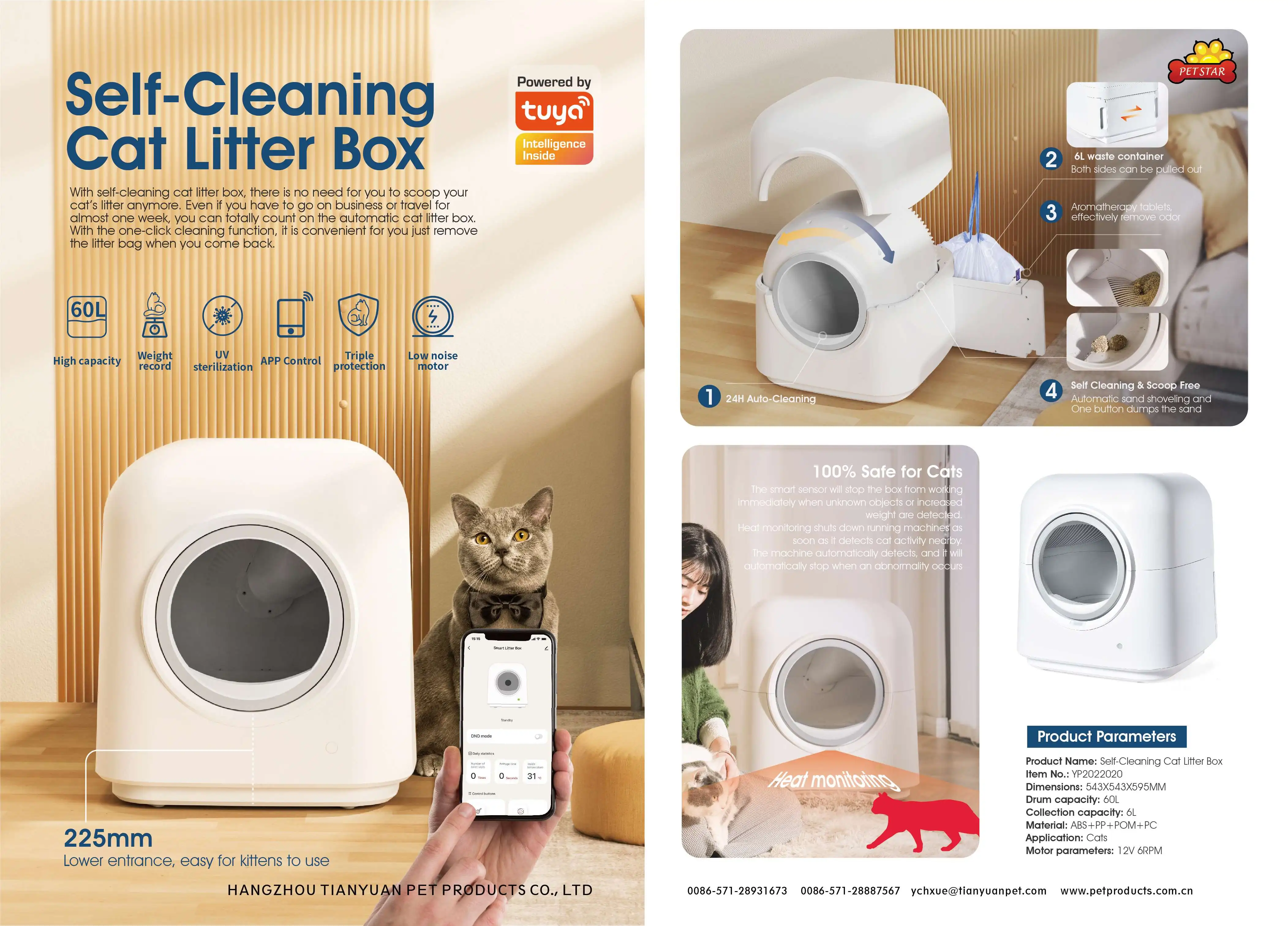 App Control Large Cats Sandbox Smart Litter Box Closed Automatic Self ...