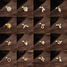 20G Body Piercing Jewelry 18K Gold Jewelry Helix Ear Labret Tragus Cartilage Stud Earrings Jewelry for Women Wholesale Gift