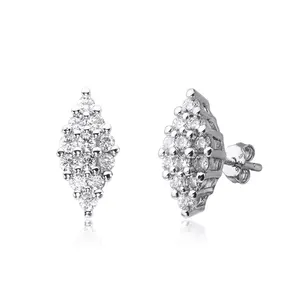 Keiyue Designer 925 Sterling Silver Earrings Rhombus Fashion Custom Jewelry with Zircon Classic Style for Parties and Gifts