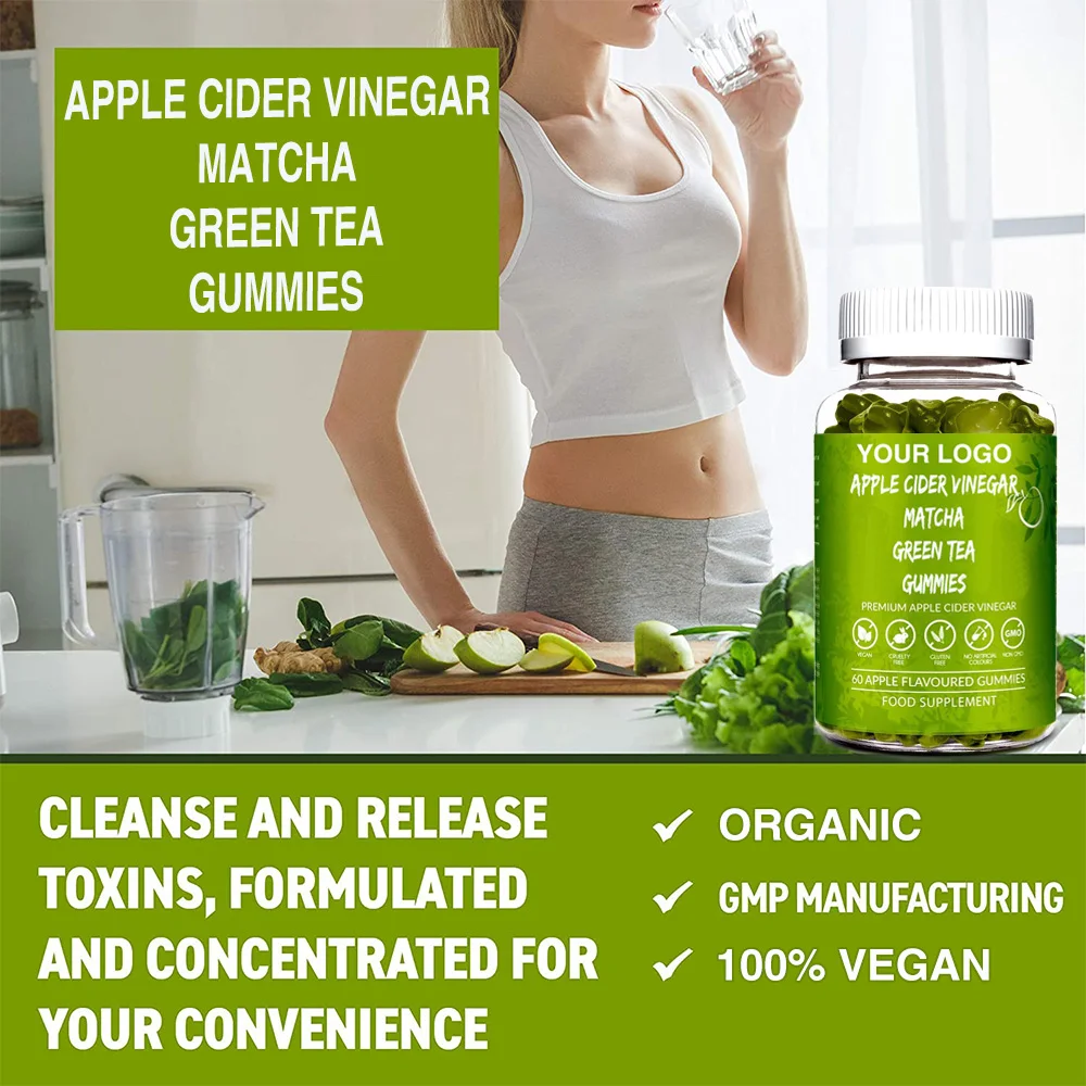 Matcha Green Tea Gummy Bear With Cider Vinegar Burn Fat Slimming Matcha