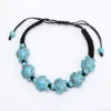 Bracelet tressé en corde noire tortue turquoise verte