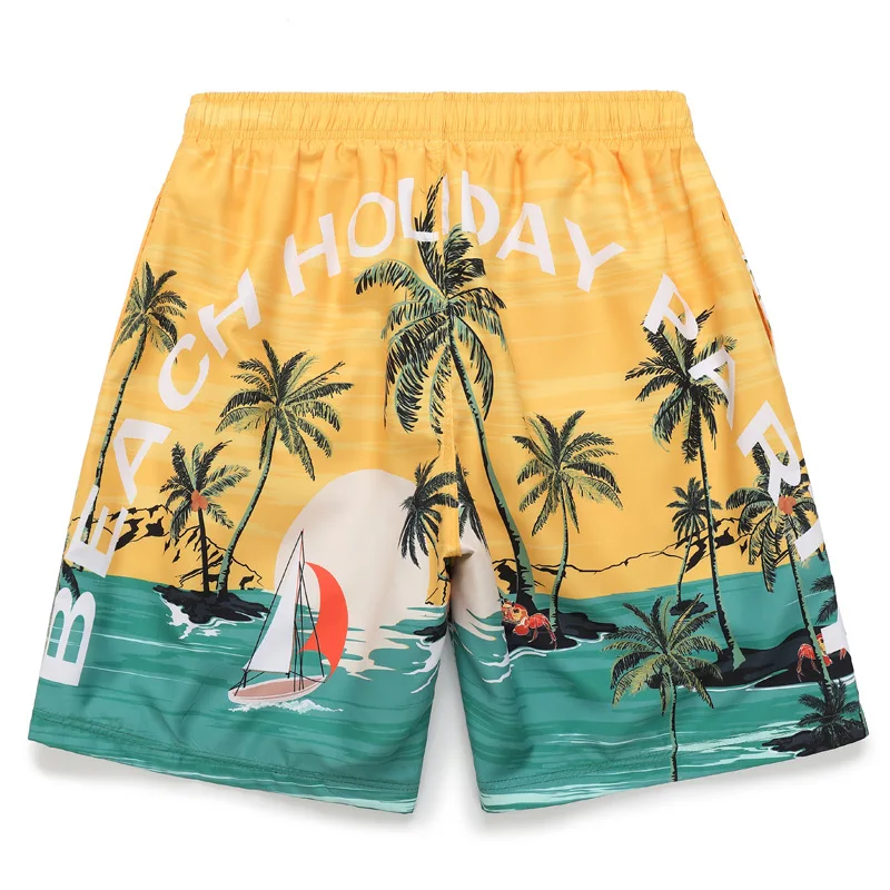 Pohodlné volné střihy, ležérní letní kraťasy s havajským potiskem, rovné pánské plážové kraťasy, velkoobchod 988_voghion.com