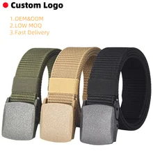 Factory Wholesale High Quality Plastic Buckle 3.8cm Canvas Custom logo Men Fabric Belt