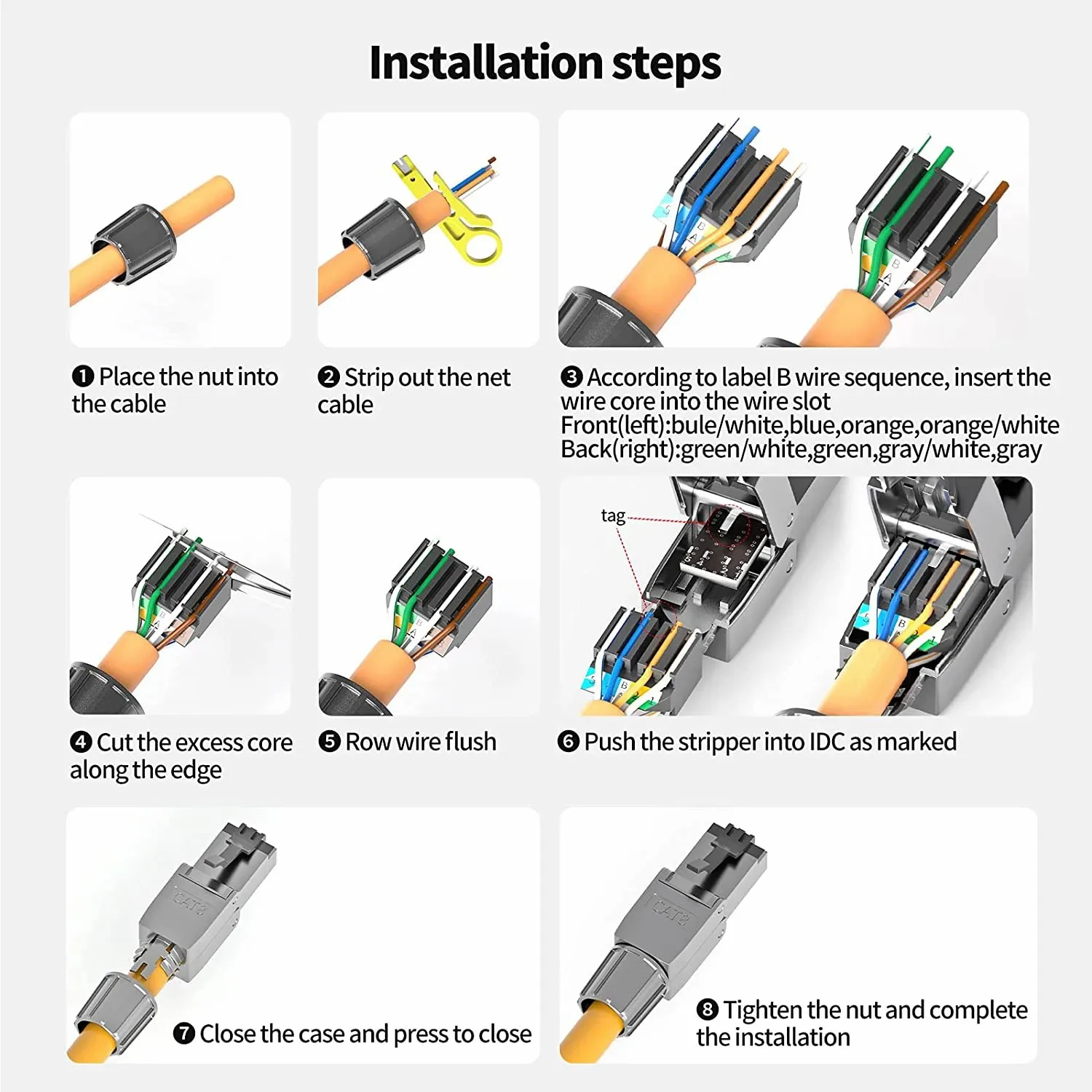 Cat7 Connectors RJ45 Tool Free Industrial Ethernet STP Shielded Modular ...