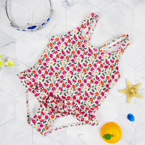 Girls' Floral Printed One-Piece Swimsuit with Skirt UPF 50 Protection Spandex/Nylon Material Breathable & Quick Dry