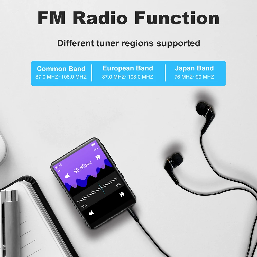 2.4 Inch Digital Touch Screen MP3 Player with TF Card Music Player with Earphone