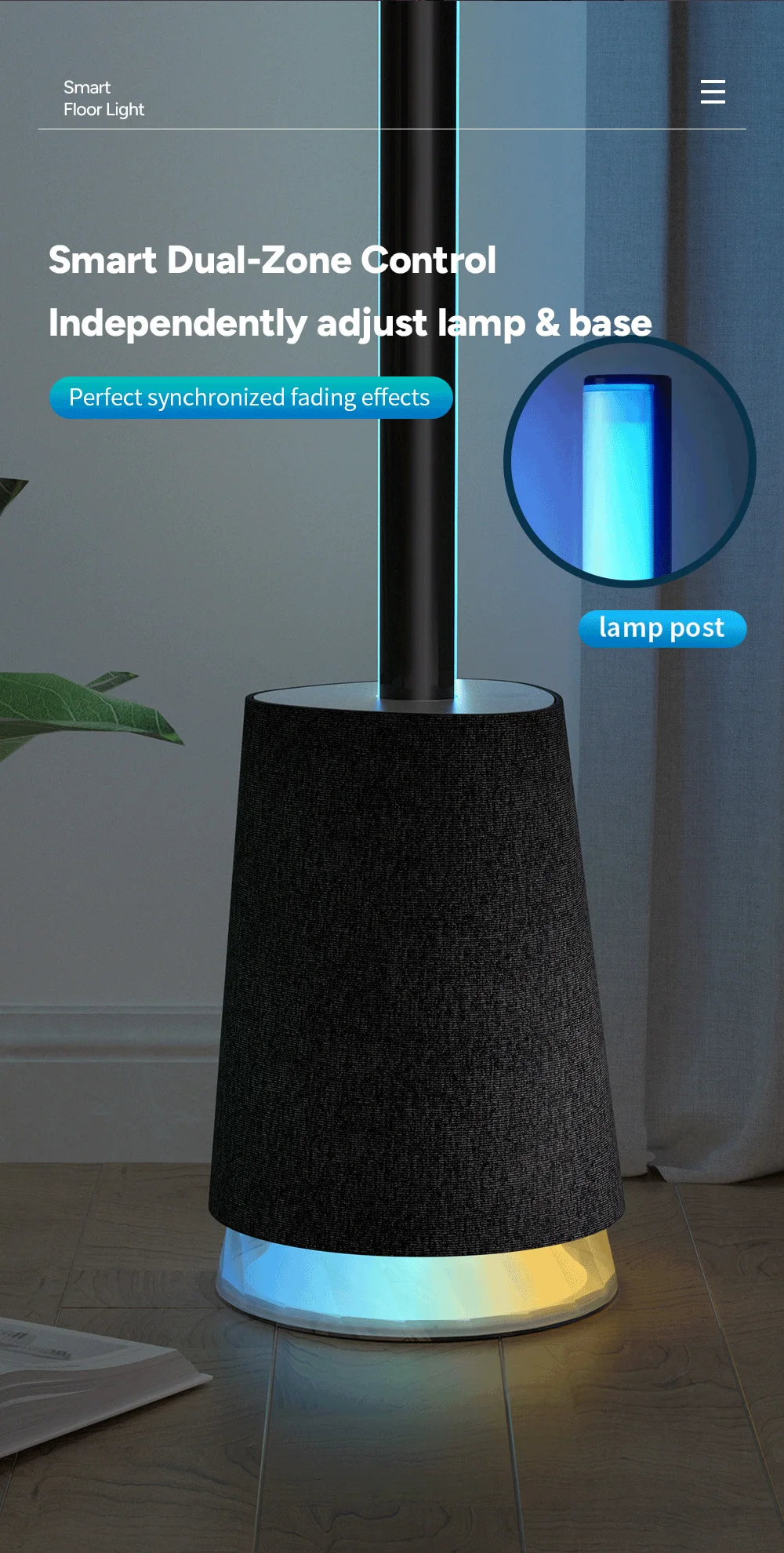 CLLighting1.65M RGBLED Floor LampHiFiSound RF Remote Built-in Speaker，Aluminum Metal Simplicity for Game Environment Decoration