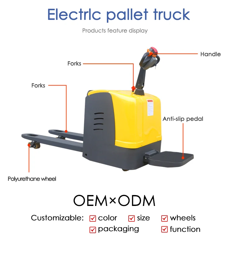Heavy Duty Electric Pallet Jacks For Easy To Handling 2ton 2.5ton 3ton