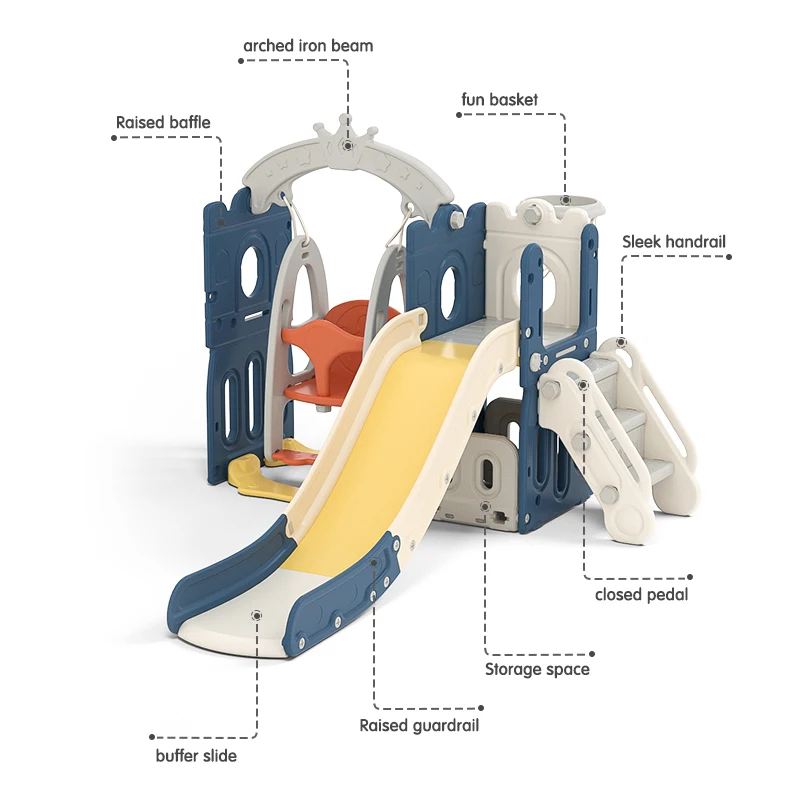 product top selling indoor playground set pe material sliding playhouse with swing for kids garden occasion-1