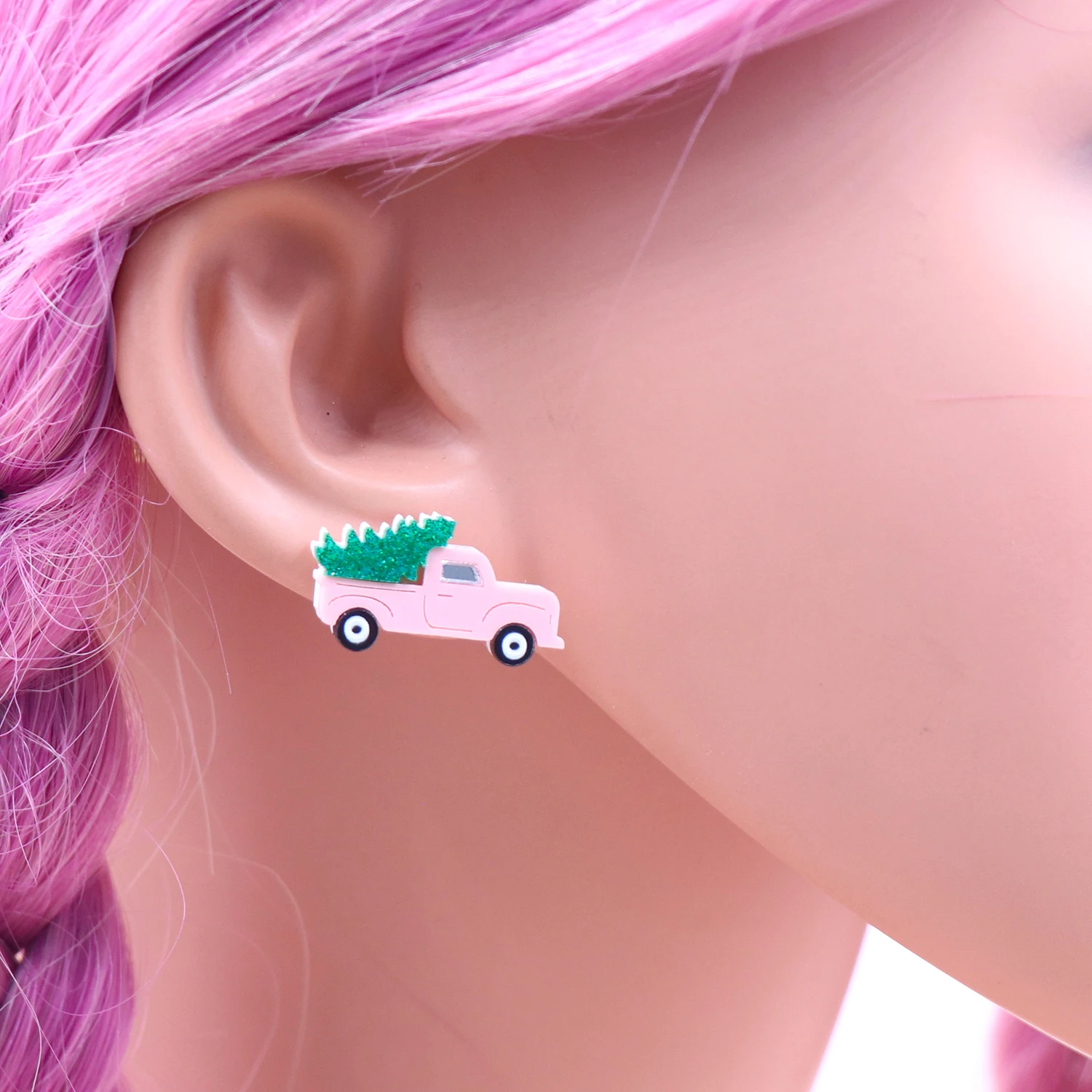 Syasibo jewelry ERS372ER1606  1Pair New product CN Stud earring For women Christmas car cute Acrylic Jewelry factory