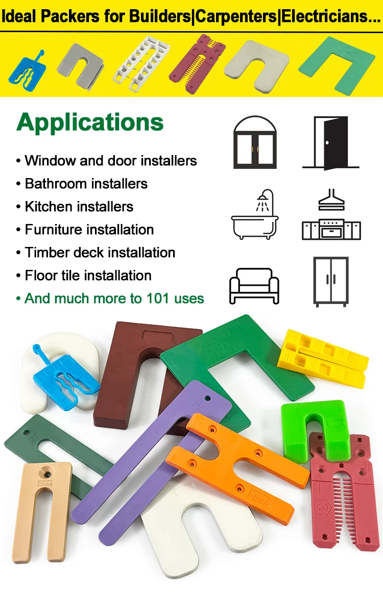 Woshun U Type Window Packer Plastic Leveling Shims Plastic Shim Packer ...
