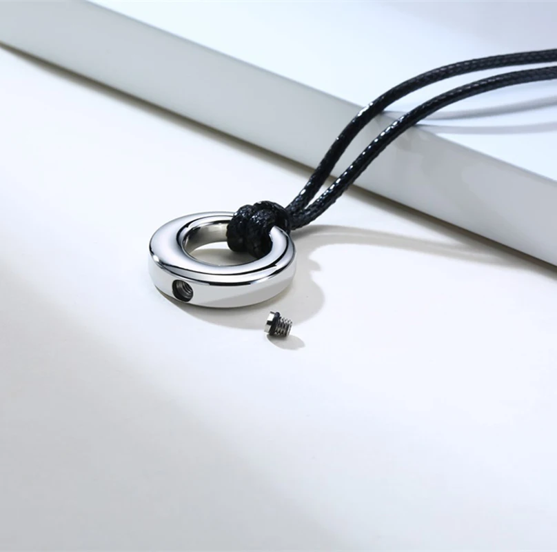 Stainless Steel Cremation Urn Necklace for Ashes Circle of Life Memorial Pendant Jewelry gift for Women Adjustable Rope Chain