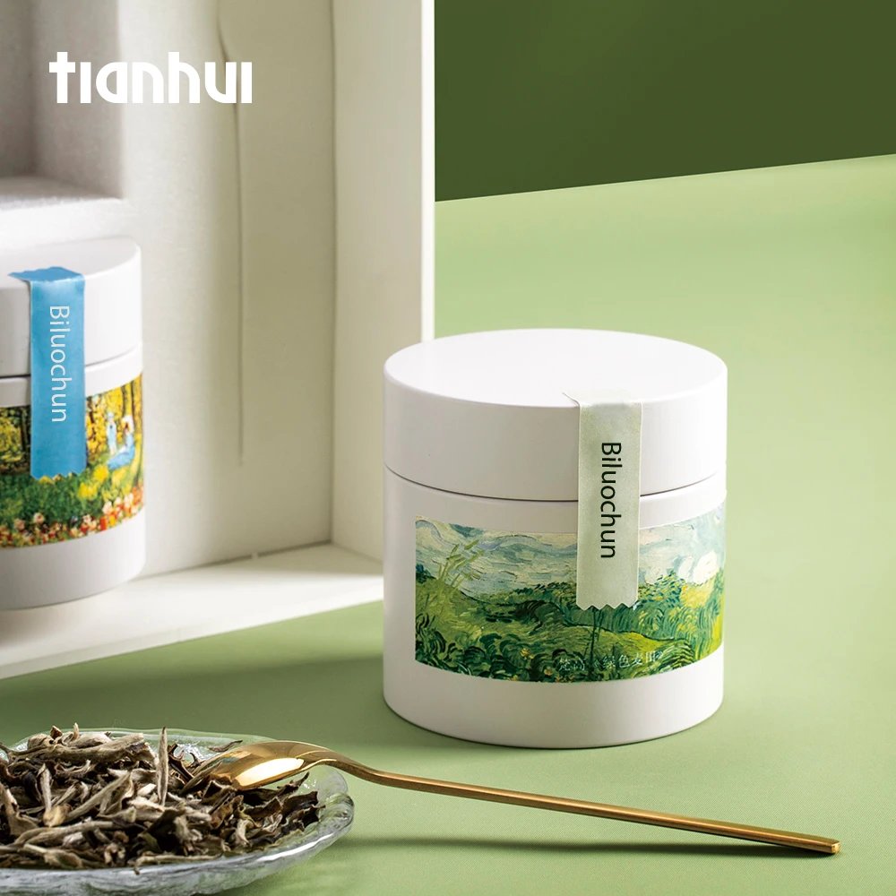 Tianhui Customized Design Airtight Small Tea Tin Round Canister Tin Can for Loose Tea Storage