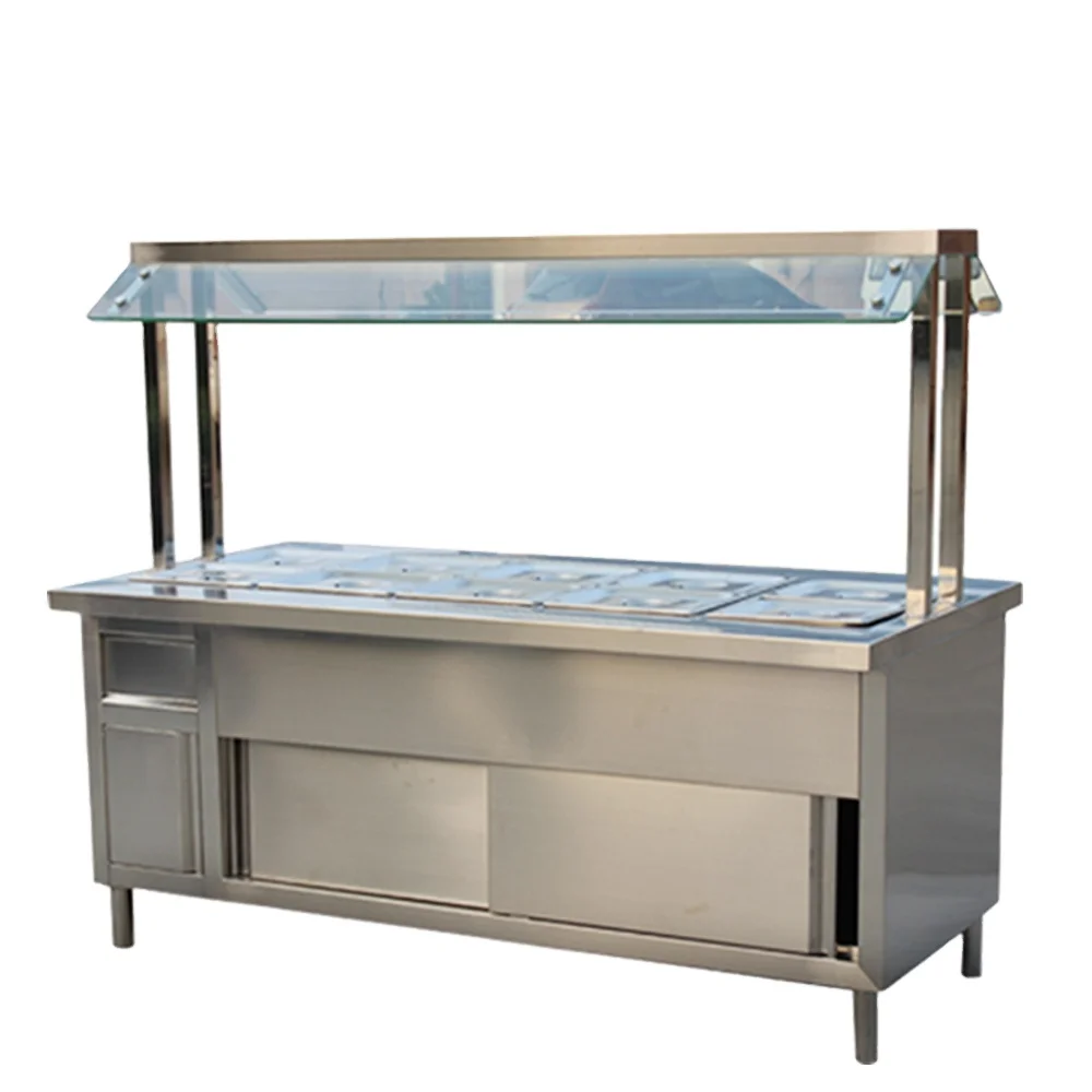 Customized Stainless Steel Electric Buffet Steam Table Eco-friendly Knock-down Structure Countertop Commercial Kitchen Equipment