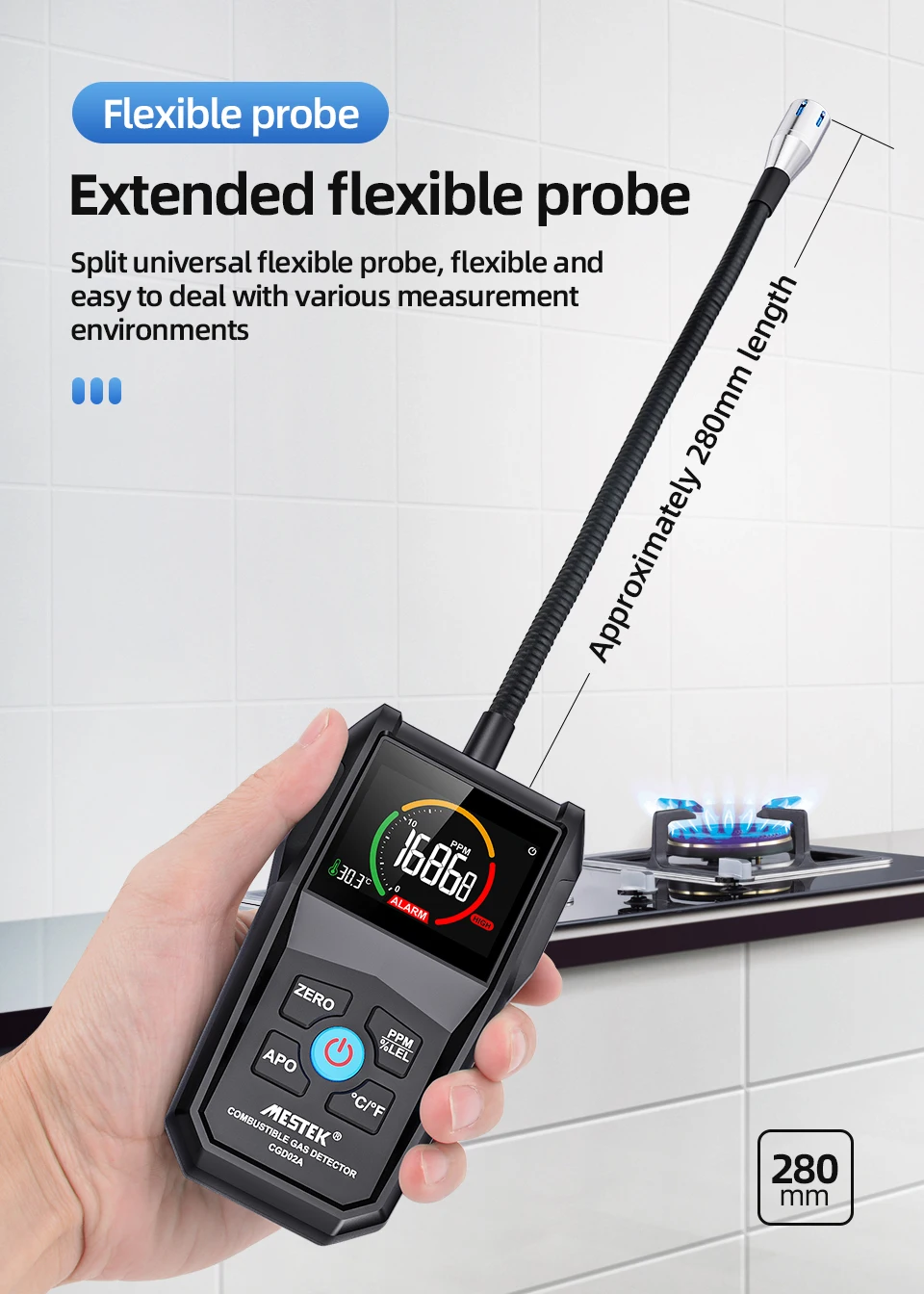 Combustible Ch4 Gas Detector Highly Sensitive Detection Hd Lcd Color