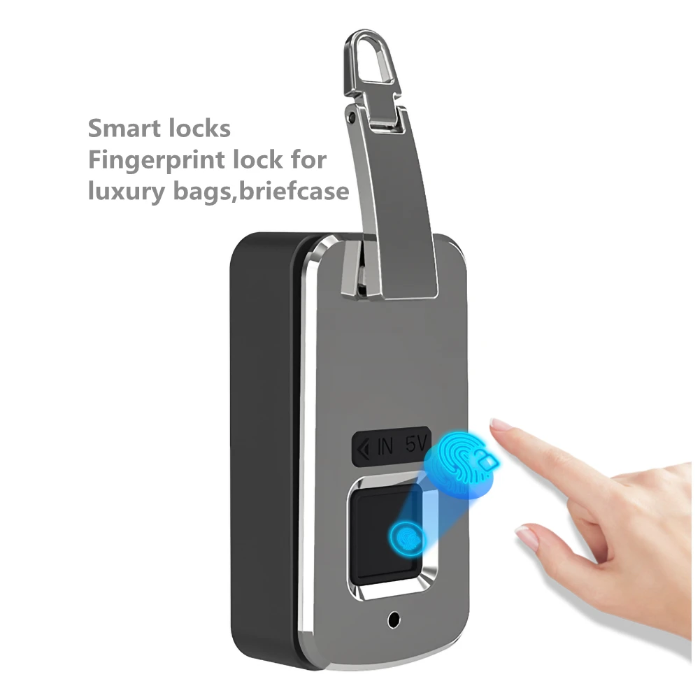 Embedded Fingerprint Lock Small Electronic Intelligent Locks Smart Zipper  Anti Theft Security Fingerprint Lock for Bags