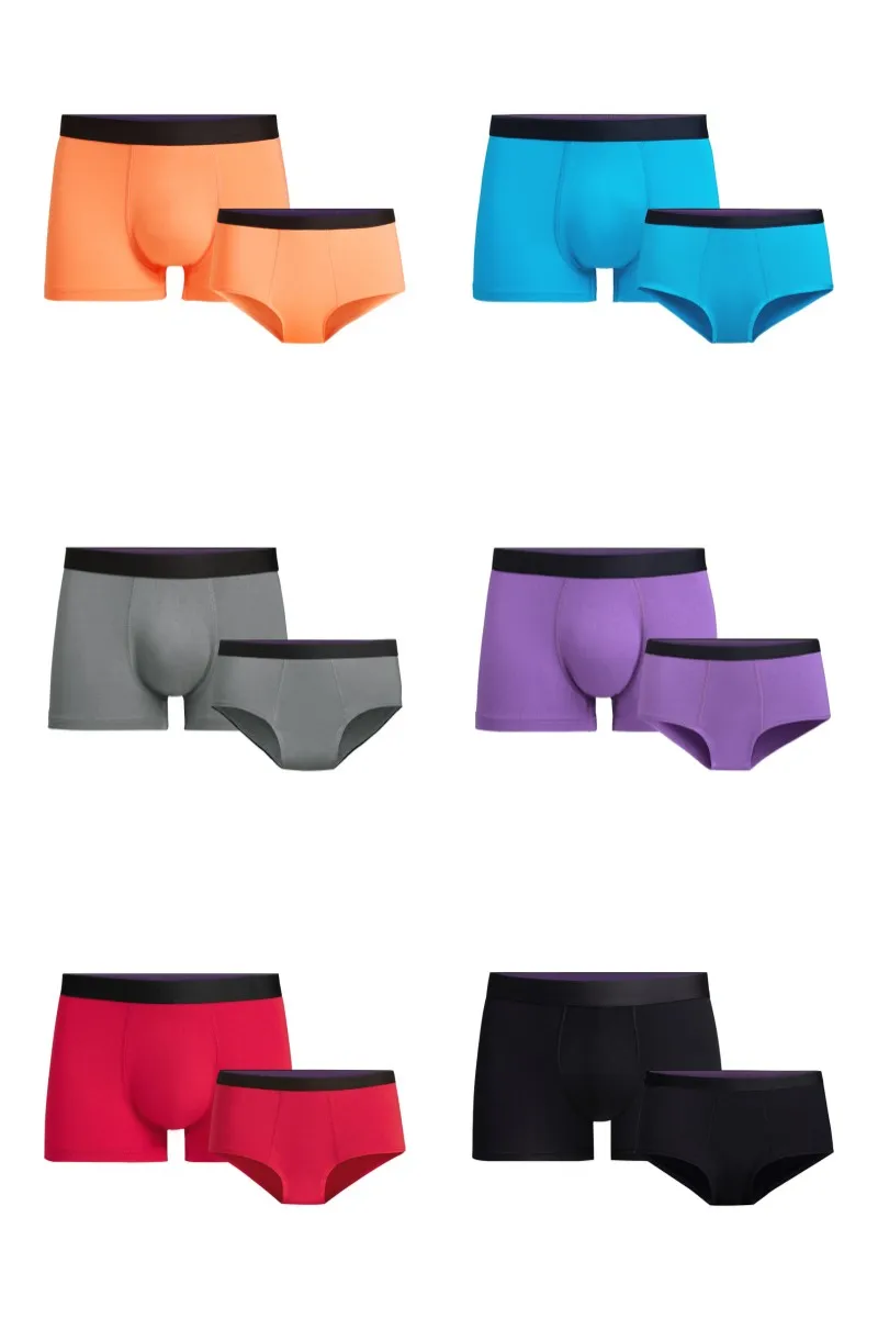 Custom Logo Mens Women Boxer Briefs Couples Matching Underwear 95